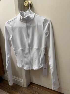 Alo Airbrush Corset Full Zip Jacket WHITE Size S NEW